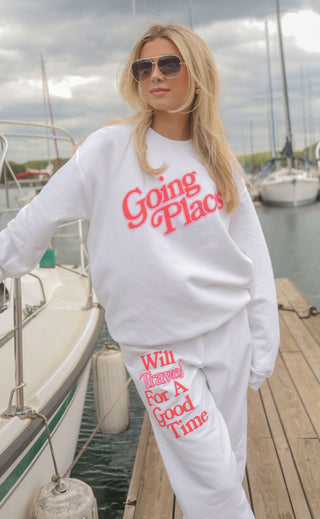 friday + saturday: going places sweatshirt