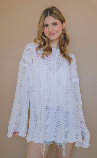 show me your mumu: packable pullover - white crochet