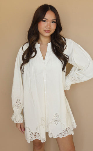 show me your mumu: leona mini dress - white lace embroidery