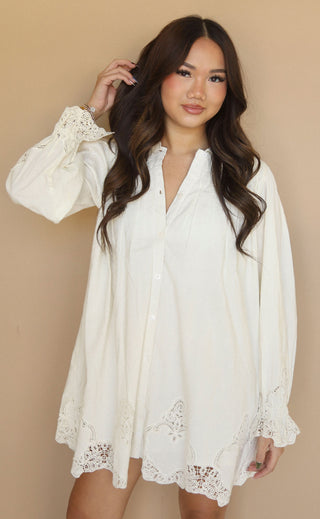 show me your mumu: leona mini dress - white lace embroidery