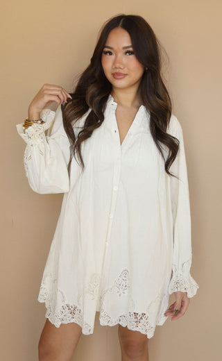 show me your mumu: leona mini dress - white lace embroidery