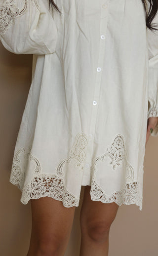 show me your mumu: leona mini dress - white lace embroidery