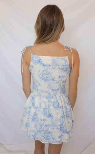 birds of a feather mini dress - chinoiserie