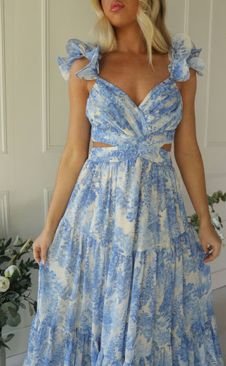 astr: fritillaria dress - blue floral