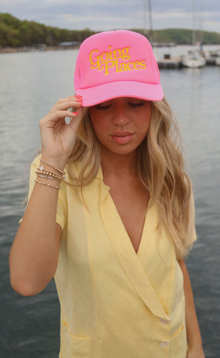 friday + saturday: going places trucker hat - pink