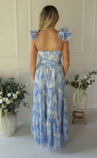 astr: fritillaria dress - blue floral