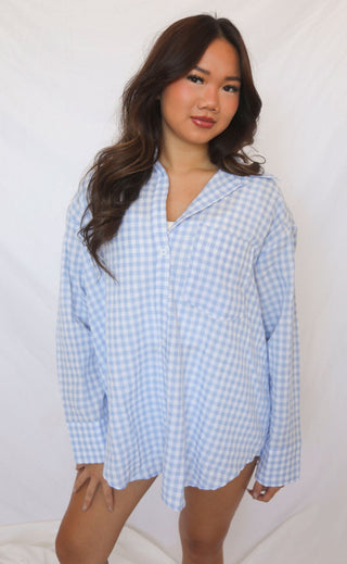 going gingham button down - blue