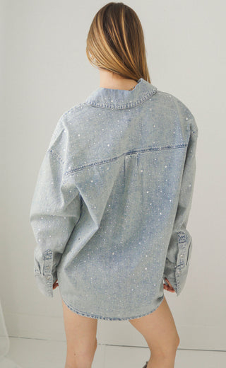 show me your mumu: lincoln shirt jacket - embellished light indigo