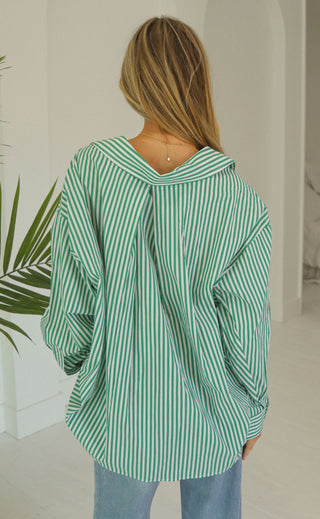 luna striped shirt - green