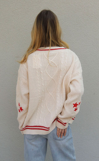 stars aligned cardigan - red