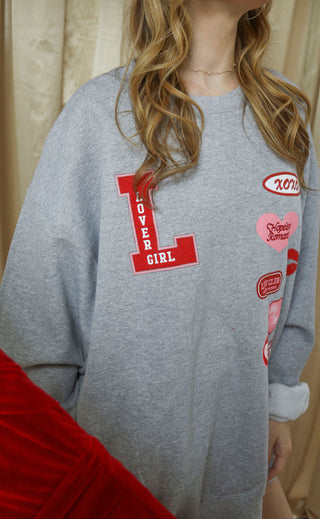 friday + saturday: lover girl patches sweatshirt