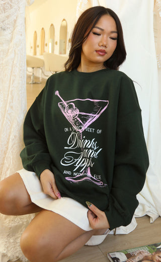 friday + saturday: drinks and apps sweatshirt