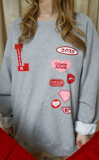 friday + saturday: lover girl patches sweatshirt