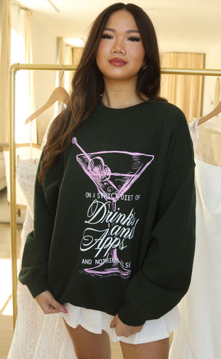 friday + saturday: drinks and apps sweatshirt