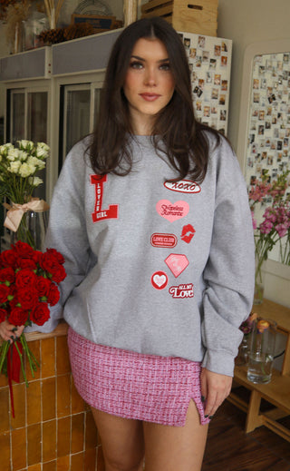 friday + saturday: lover girl patches sweatshirt