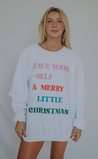 friday + saturday: merry little christmas corded sweatshirt