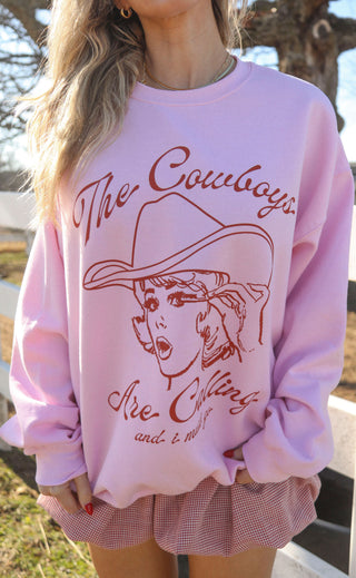 charlie southern: cowboys are calling sweatshirt - pink