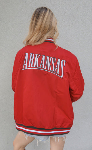 arkansas bomber jacket - razorback red