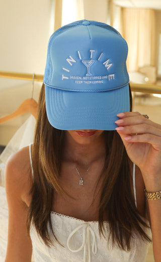 friday + saturday: tini time trucker hat - blue