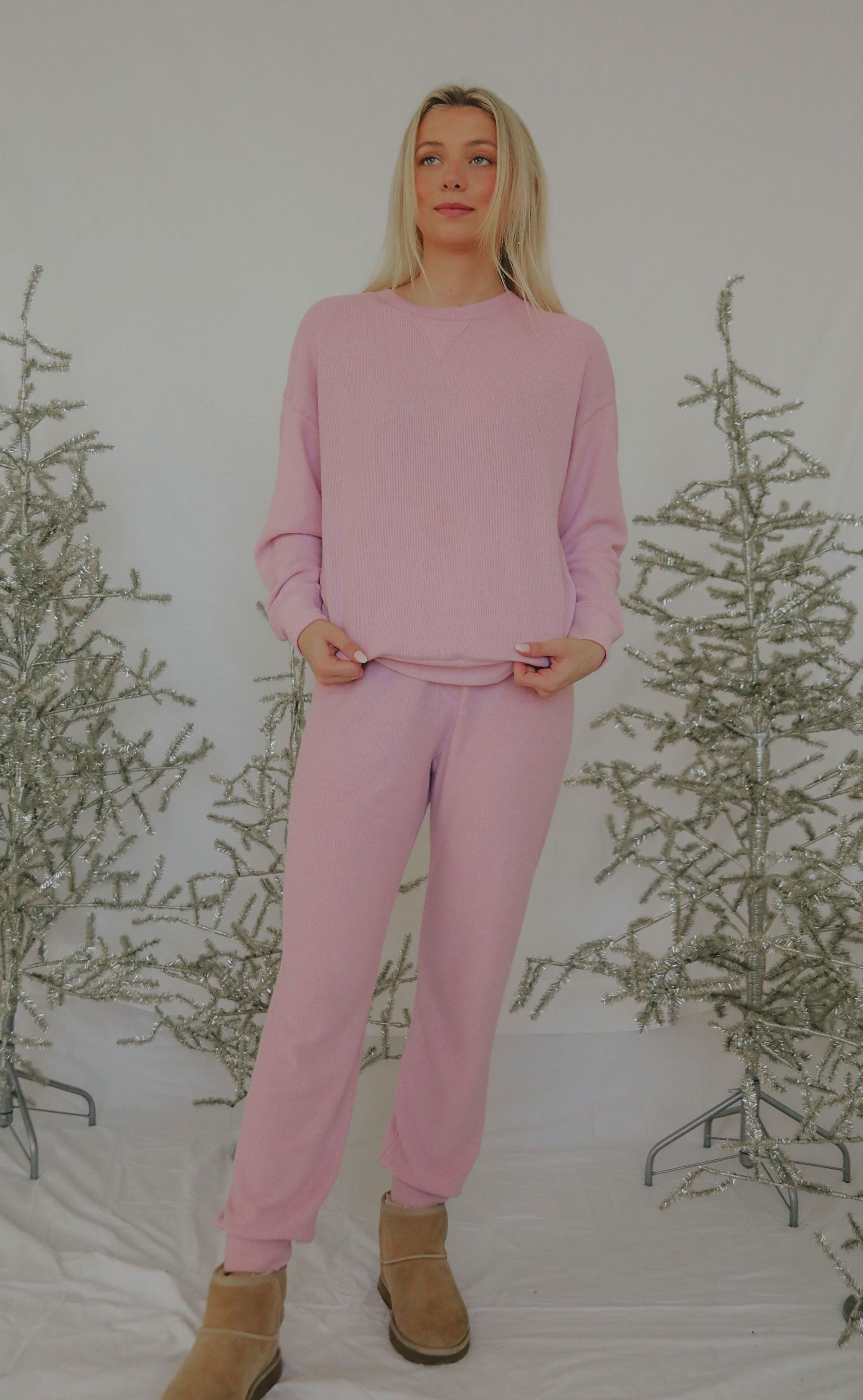 z supply sleep tight long sleeve top pink glaze