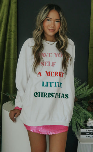 friday + saturday: merry little christmas corded sweatshirt