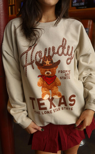 charlie southern: howdy texas teddy sweatshirt