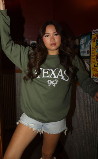 charlie southern: texas bow sweatshirt - green