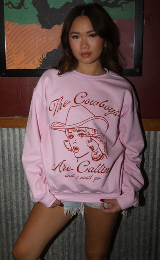 charlie southern: cowboys are calling sweatshirt - pink