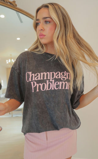 friday + saturday: champagne problems band t shirt