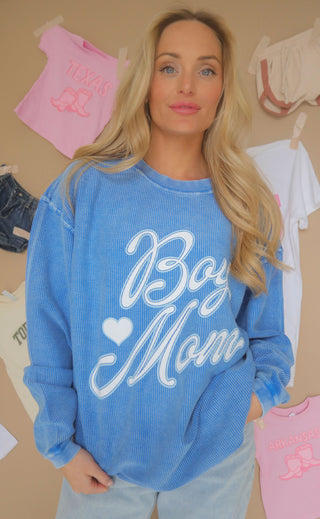 friday + saturday: boy mom corded sweatshirt