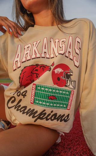 charlie southern: hogs 1964 champs sweatshirt - tan