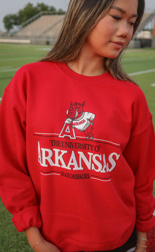 charlie southern: university of arkansas sweatshirt - red