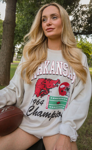 charlie southern: hogs 1964 champs sweatshirt - tan