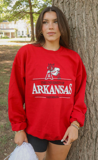 charlie southern: university of arkansas sweatshirt - red