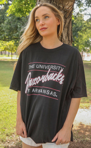 charlie southern: razorbacks retro script t shirt