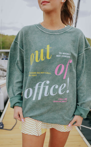 friday + saturday: out of office corded sweatshirt