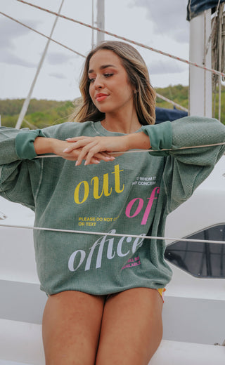 friday + saturday: out of office corded sweatshirt