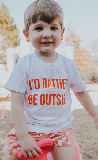 friday + saturday: i'd rather be outside kids t shirt