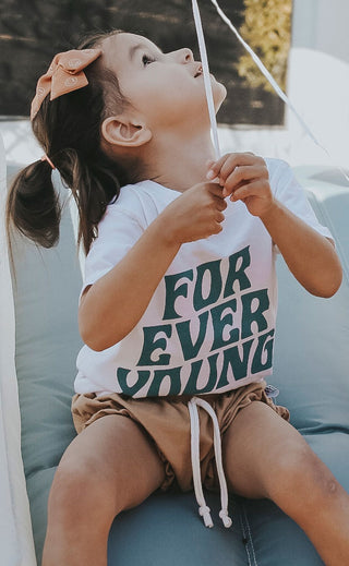 friday + saturday: forever young kids t shirt