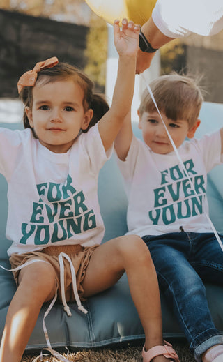 friday + saturday: forever young kids t shirt