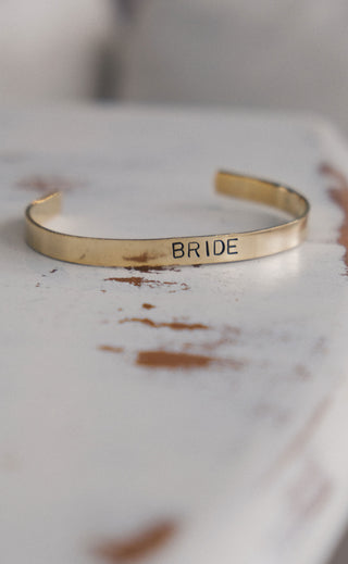 ab: hand stamped brass bracelet - bride