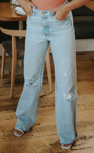 show me your mumu: 90s straight jeans - powder blue