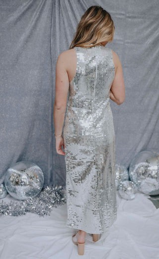 show me your mumu: disco maxi dress - silver