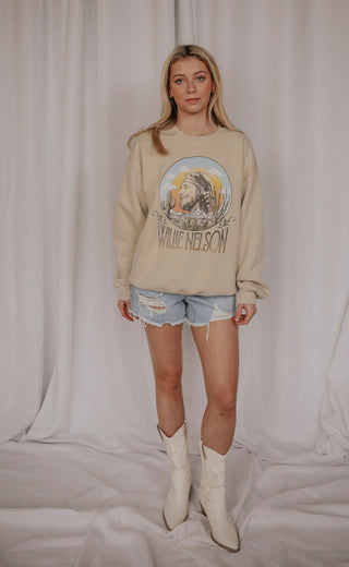 willie in the sky thrifted sweatshirt