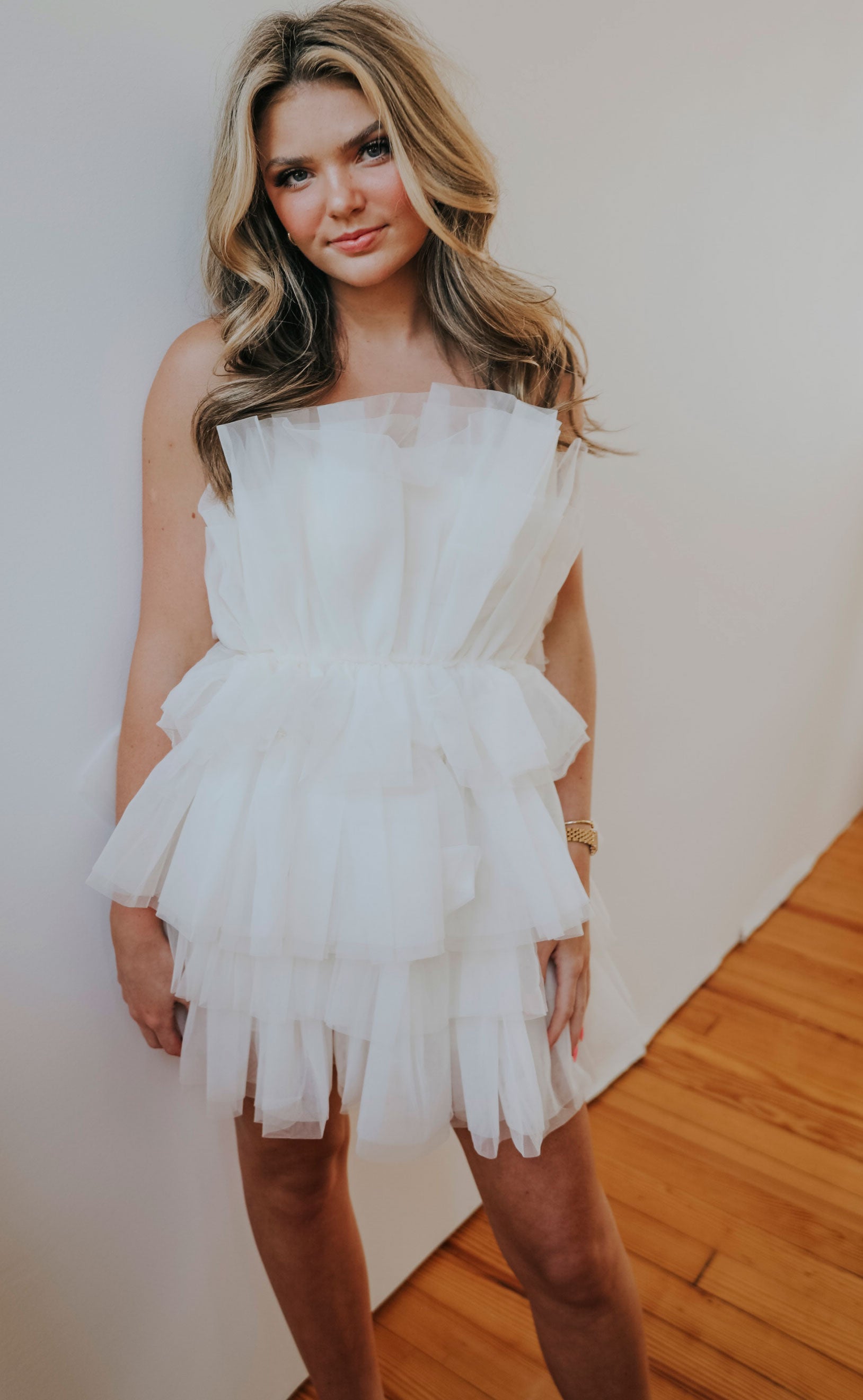 White Tulle Mini Dress