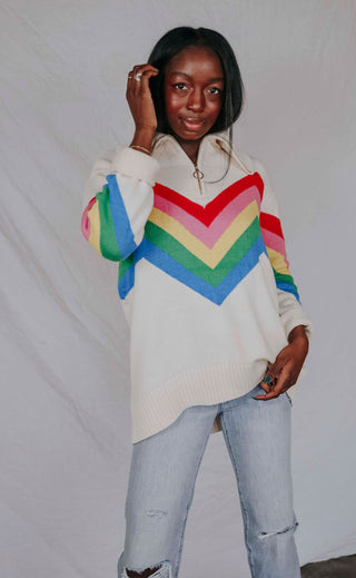 show me your mumu: weston half zip pullover - rainbow